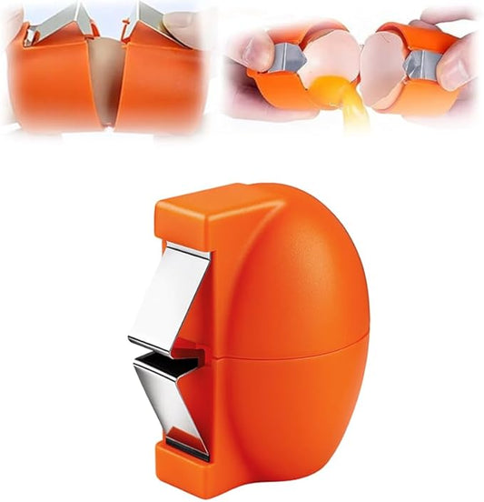 2026 New Egg Shell Opener, Stainless Steel Egg Cracker Tool, Multifunctional Egg Shell Opener for Raw & Hard-Boiled Eggs, Handheld Kitchen Gadget for Easy Peeling & Separating (orange, 1PCS)