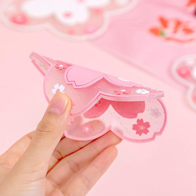 Sakura Coasters Set of 6 Kawaii Cup Mat Anti-Skid Pot Bowl Pad Placemats PVC Cherry Blossom Coaster for Drinks Coffee Table Cute Room Home Kitchen Decor Kawaii Desk Accessories(4.3in)