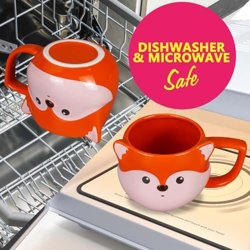 Fox Mug, Ceramic Coffee Mug, 14 oz, Orange