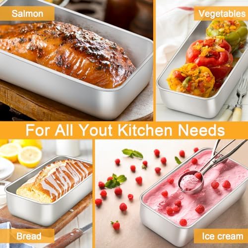 E-far Loaf Pan for Baking Bread, 9 x 5 Inch Stainless Steel Bread Pan