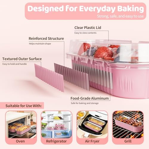 100 Pack Mini Loaf Pans with Lids and Spoons, 6.8oz Mini Cake Pans for Baking, Disposable Rectangle Aluminum Foil Small Loaf Baking Pans Cake Tins, Individual Small Cake Containers with Sticker, Pink