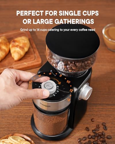 SHARDOR Electric Burr Coffee Grinder 2.0, Automatic Coffee Bean Grinder for Home Use, Adjustable Burr Mill with 16 Precise Settings for Espresso & French Press, Glossy Black