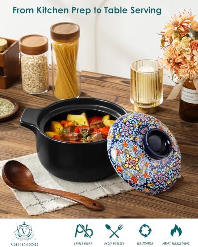 vancasso 3QT Ceramic Stock Pot with Lid, Nonstick Casserole Pot for Cooking