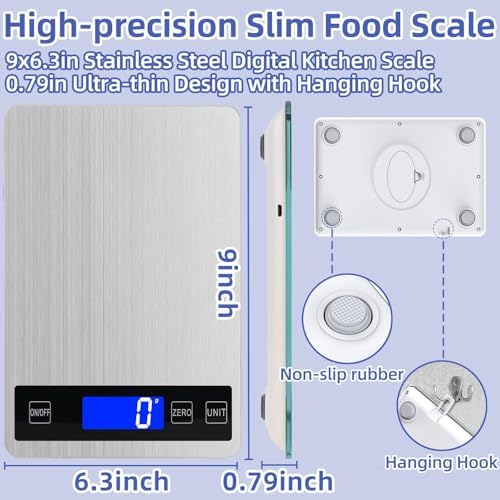 33lb Digital Kitchen Scale, Food Scale with USB Rechargeable & Batteries