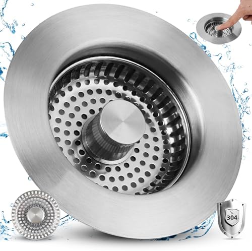 3-in-1 Kitchen Sink Strainer Stopper Combo, Universal Fit, All Metal