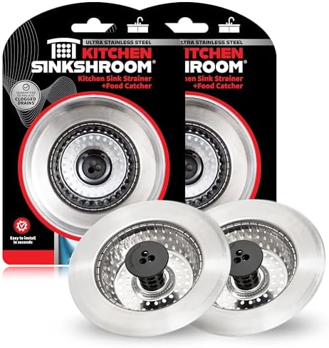 SinkShroom Revolutionary Clog-Free Sink Strainer Basket, 2-Pack, Stainless Steel