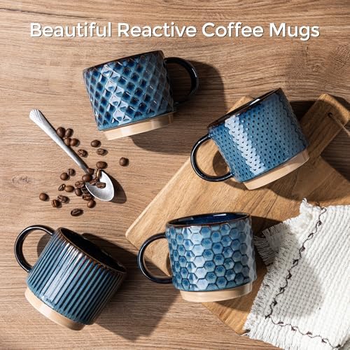 GBhome 6 OZ Stackable Coffee Mugs Set of 4, Ceramic Coffee Cups Set