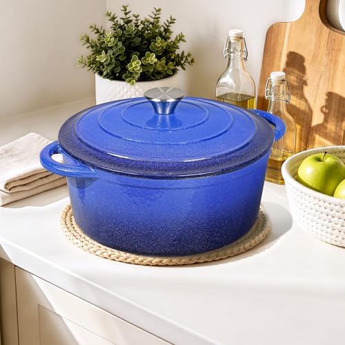 5 QT Enameled Cast Iron Dutch Oven Pot with Lid & Gold Powder