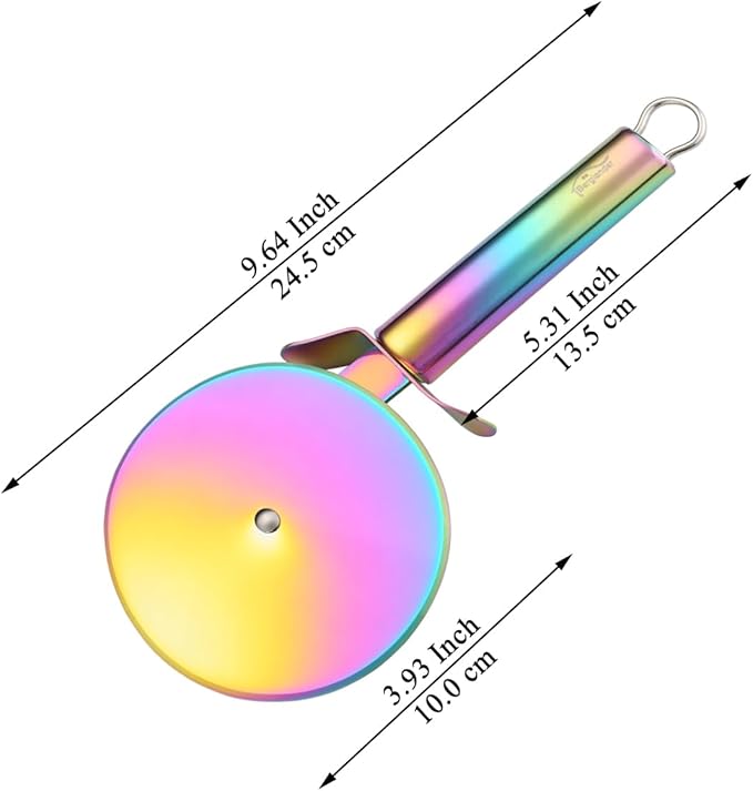Berglander Pizza Wheel, Rainbow Titanium Plating Stainless Steel Pizza Cutter, Super Sharp Pizza Slicer With Titanium Colorful Plating, Pastry Cutter, Easy to Clean And Stored