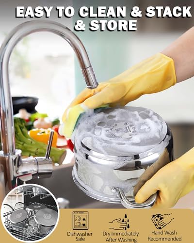 Cook N Home Basics 5.5 Quart Stainless Steel Stock Pot with Lid, Cooking Pot for Pasta, Soup, Sturdy Handle, Stockpot with Even Heating, Oven & Dishwasher Safe, Cookware for Canning, Boiling, Simmer