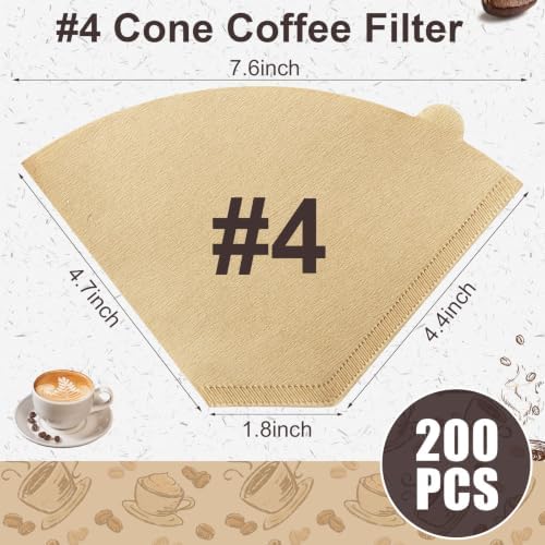 Coffee Filters #4, Coffee Filters 8-12 Cup Compatible with Ninja, 200 Count