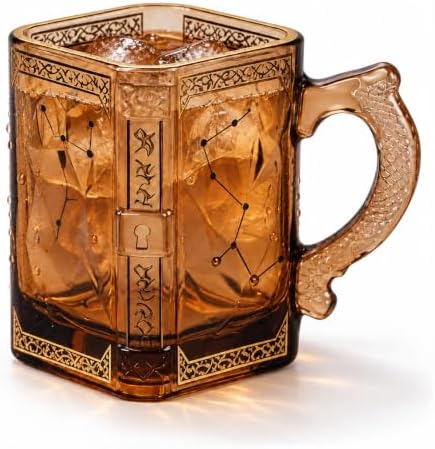 FACE N FACE Spellbook Glass Mug with Dragon Handle, Brown