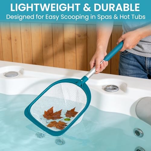 POOLWHALE Hot Tub and Spa Leaf Skimmer Net, Ultra Fine Mesh Bag with Aluminum Pole - Handheld Pool Net for Small Above Ground Pools Efficient Debris Removal