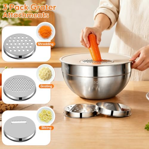 Stainless Steel Mixing Bowls with Lids Set, 4 Pack Cooking Bowls