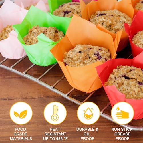 120 Counts Colorful Tulip Cupcake Liners for Baking Cups, Food Grade Parchment Paper Muffin Liners Holders, Standard Tulip Cupcake Liners, Greaseproof Cup Cake Wrappers for Party, Christmas, Neyimqr