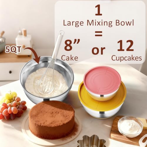 9 Pack Mixing Bowls with Airtight Lids & Grater Attachments, Multi