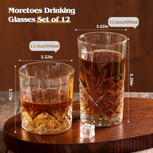 Moretoes Crystal Cocktail Glasses Drinking Glasses Set of 12 Glass Cups