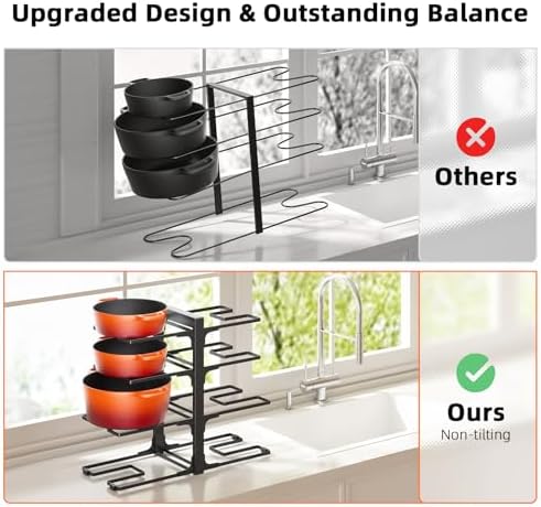 MUDEELA 8-Tier Pots and Pans Organizer under Cabinet, 15.9" H Heavy-duty