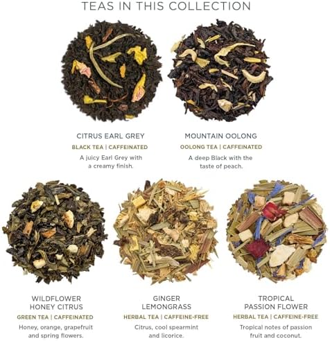 Tea Forte Tea Sampler, 20 Pyramid Infuser Bags, Premium Tea Gift Set