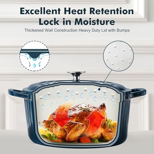 SENSARTE 6.5QT Enameled Cast Iron Dutch Oven Pot with Lid&Cotton Potholders