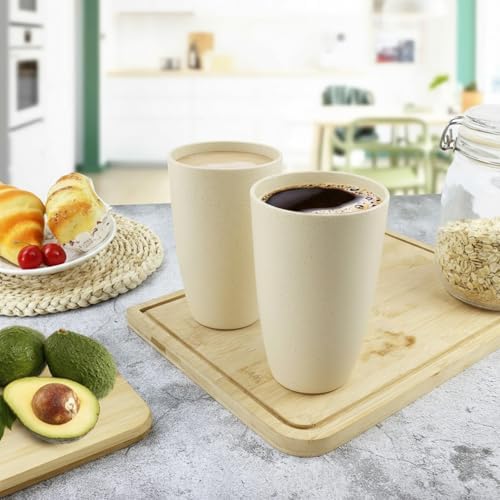 Wheat Straw Cups, Kitchen Cups, 20oz Large Cups Set of 6 (Beige)