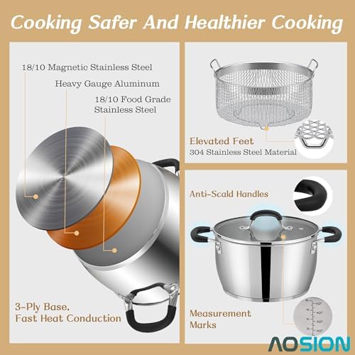 6 Quart Deep Fryer Pot with Basket, Stainless Steel Frying Pot