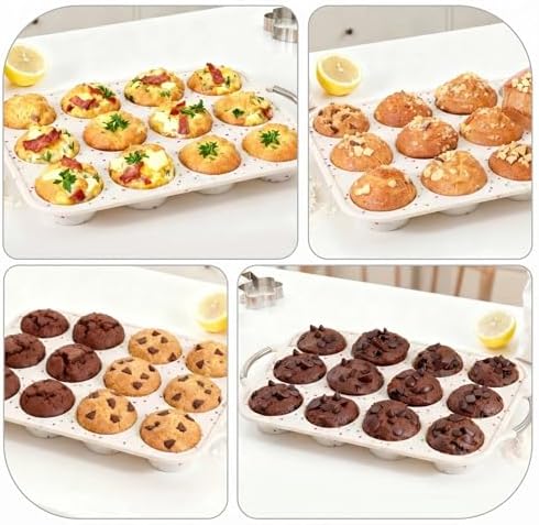 Silicone Muffin Pan for Baking: 12 Cup Muffin Pan with Metal Reinforced Frame, Regular Size Cupcake Egg Bites Molds for Baking, BPA Free Silicone Muffin Tray, Dishwasher Safe (1 Pack, White)