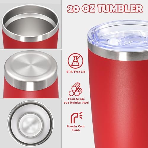 20oz Tumbler Stainless Steel Tumbler Coffee Tumbler with Lid Red, 8P