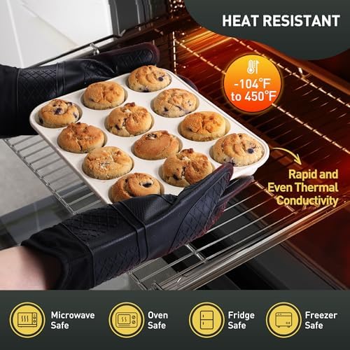 2 Pack 12 Cups Silicone Muffin Pan with Metal Reinforced Frame Regular Size Silicone Molds Cupcake Cake Baking Pans Cookie Baking Chocoflan Cupcake Mold Nonstick Muffin Tin Home Baking Supplies