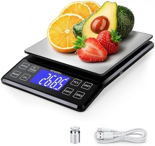 Rechargeable Digital Kitchen Scale, 0.1g Resolution Max 5kg 11Ibs