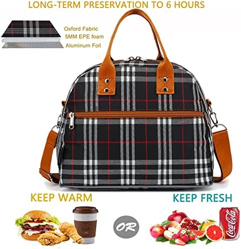 FlowFly Insulated Lunch Bag for Women & Men, Large Reusable Lunch Tote with Shoulder Strap & Handle, Freezable Cooler Bag for Work, Travel & Meal Prep,W&B (W&B)