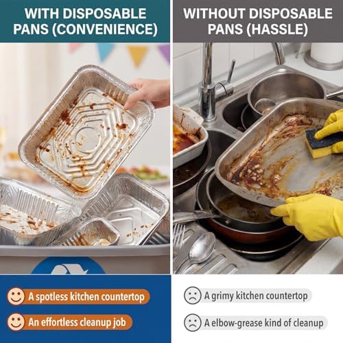 60 Pack Disposable Aluminum Pans with Lids, 10x7.5 and 7.3x5.3 Square 6.9x4.3 Square Combo Set, Disposable Baking and Cake Pan