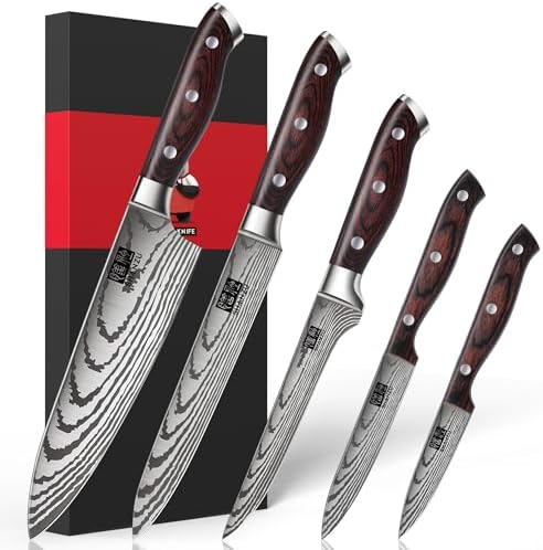SHAN ZU Japanese Chef Knife Set 5 PCS, High Carbon Stainless Steel