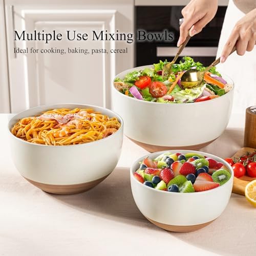 AmorArc Ceramic Mixing Bowls,Stoneware Nesting Bowls Set of 3 for Kitchen