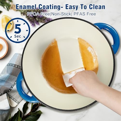 5 QT Enameled Cast Iron Dutch Oven with Self-Basting Lid