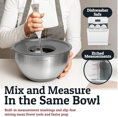 28pc Stainless Steel Mixing Bowls with Lids Set, 1.5-5 Qt, Grey