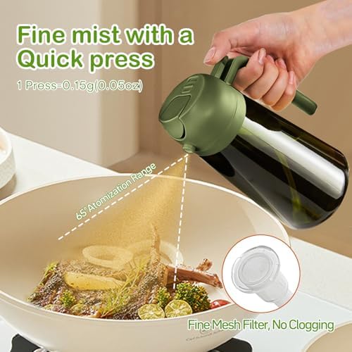 YARRAMATE 16 oz 2-in-1 Dark Glass Oil Sprayer & Dispenser, BlackOliveGreen
