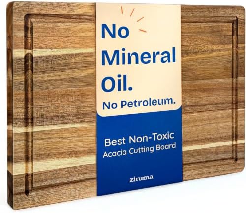 Non-Toxic Acacia Wood Cutting Board, Mineral Oil & Plastic Free, 16x11 in