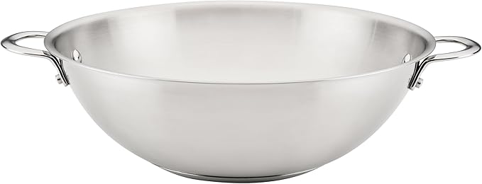 Rachael Ray Professional Stainless Steel Wok/Stir-Fry Pan, Compatible with All Cooktops, Induction Ready, Dishwasher and Metal Utensil Safe, 14 Inch - Stainless Steel