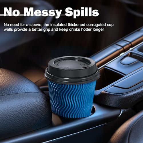 SIUQ 90 Pack 12 oz Disposable Coffee Cups with Lids and Straws - Navy