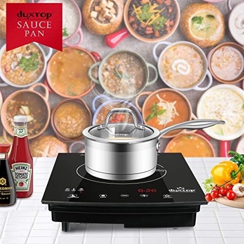 Duxtop Professional Stainless Steel Sauce Pan with Lid, Kitchen Cookware, Induction Pot with Impact-bonded Base Technology, 1.6 Quart (Pack of 4)