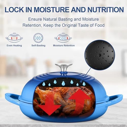 TeamFar Cast Iron Bread Dutch Oven, 6 Qt Enameled Dutch Oven Pot