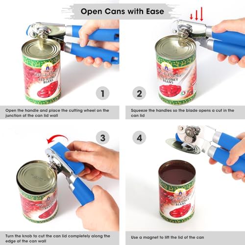 Beneno Heavy Duty Hand Can Opener Manual with Magnet, Klein Blue