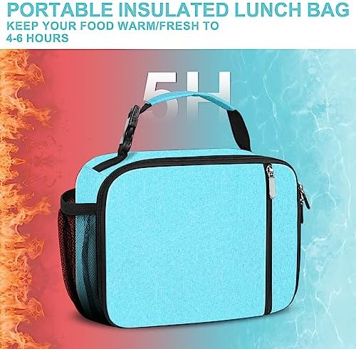 esouler Lunch Box Kids Insulated Lunch Bag for Boys & Girls Durable Children Lunchbox for School with Water Bottle Holder-Light Blue