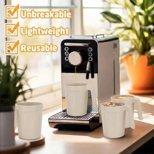 16 oz Coffee Mugs Set of 6, Wheat Straw Cups with Handle - Beige