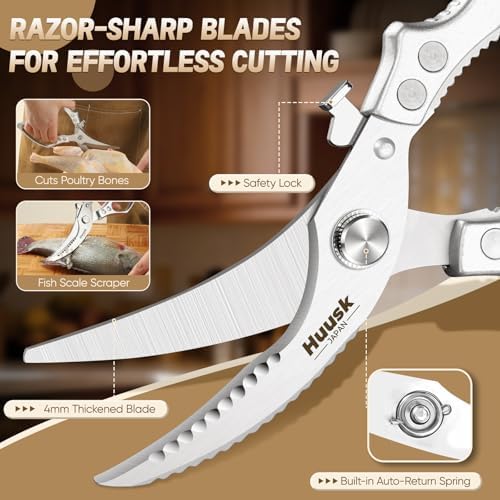 Huusk Poultry Shears Heavy Duty – All Purpose Japanese Kitchen Scissors
