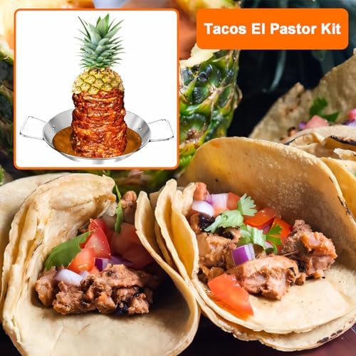 Al Pastor Skewer for Grill, 10 Inch Gyro Pan with Fat Separator