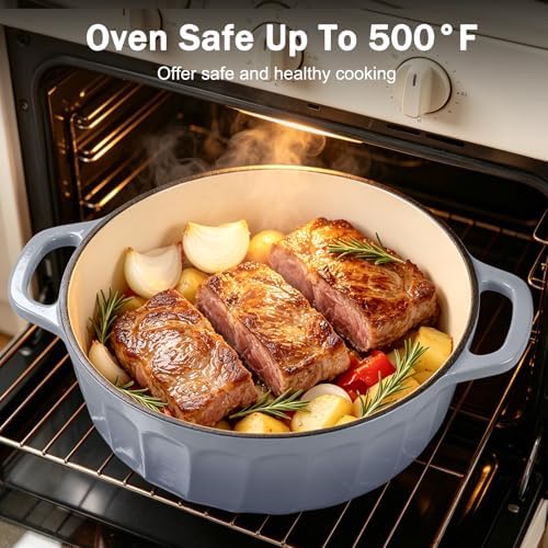 Enameled Cast Iron Dutch Oven Pot with Lid, 6 QT Large Dutch Oven