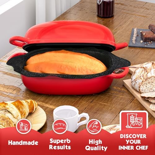 Dutch Oven, 2.5QT Bread Pans with Silicone Liner for Bread Baking