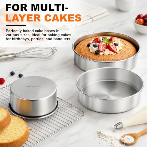 Leonyo 4-7-9 Inch Cake Pans Set of 3, Round Baking Pan Molds Tin, 2In Deep